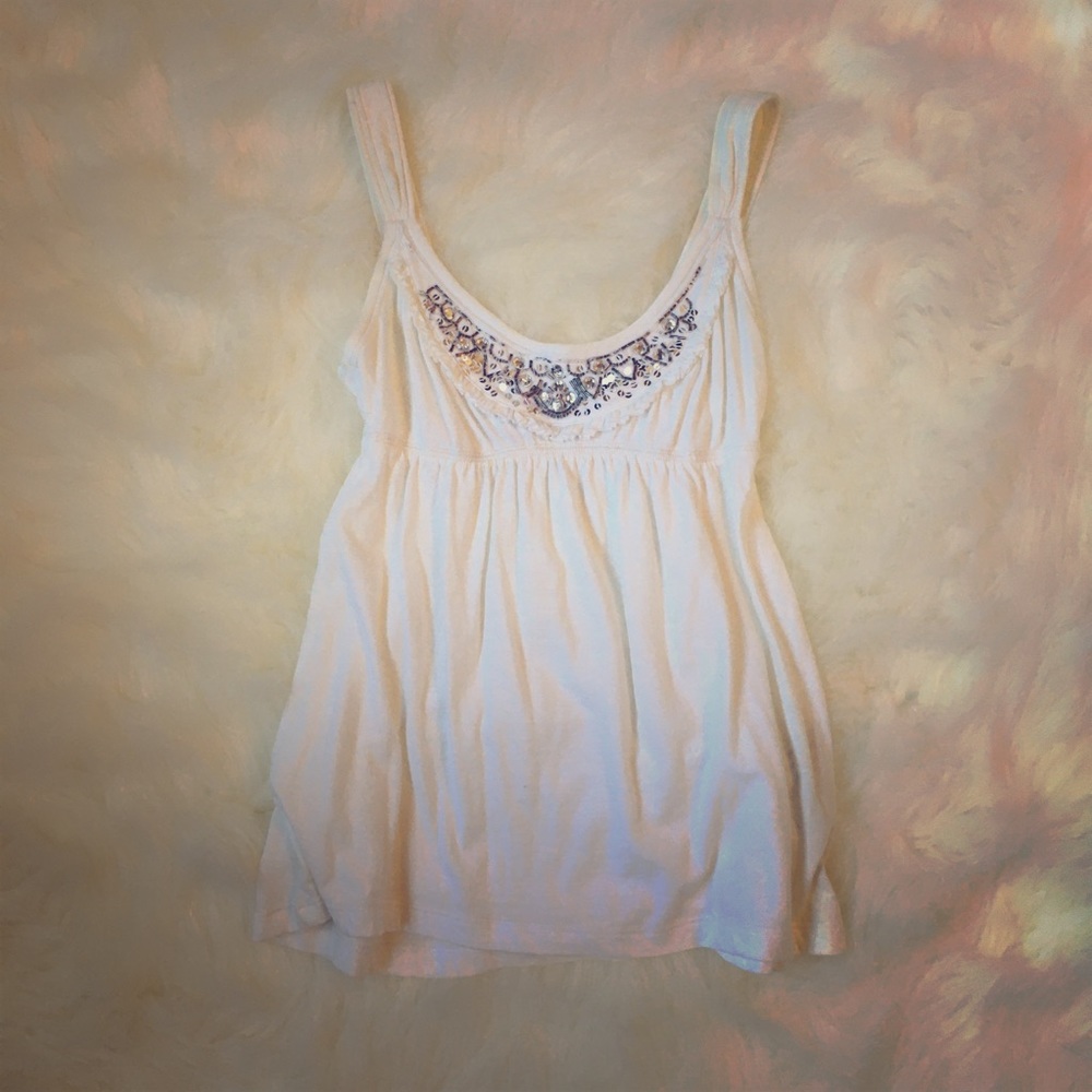 abercrombie kids white tank w/ rhinestones